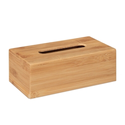 Relaxdays Kosmetiktuchbox, aus Bambus, Box für Kosmetik- & Taschentücher, Tücherbox nachfüllbar, Taschentuchbox, natur Image