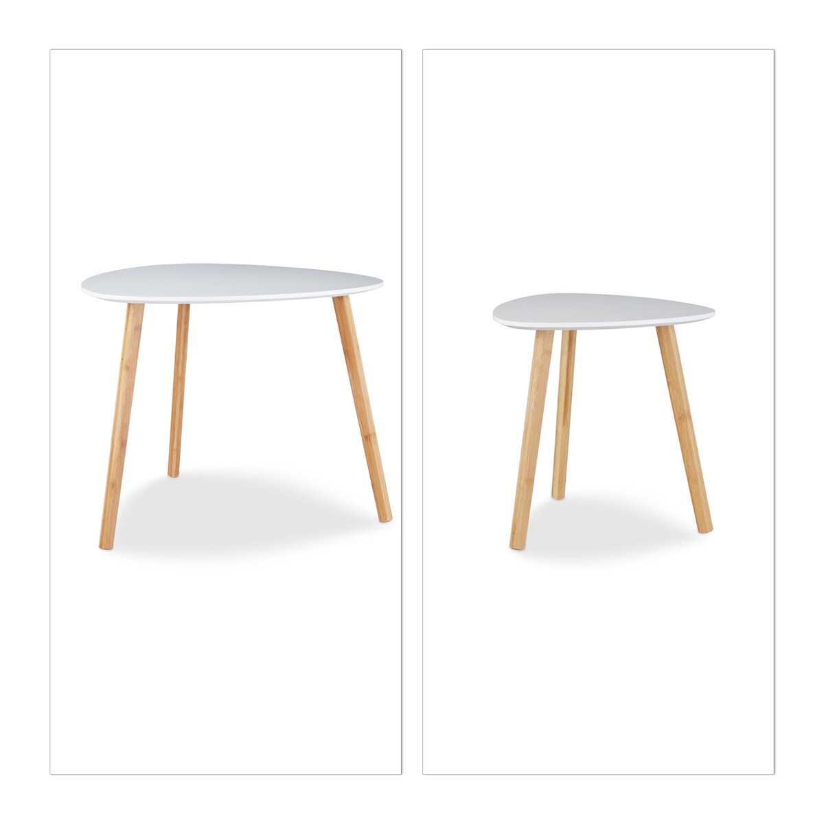 Relaxdays Satztisch 2er Set, platzsparende Beistelltische im nordischen Design, Blumentisch und Zeitungsablage, weiß Image