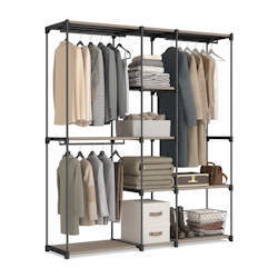 Relaxdays Garderobe, offener Kleiderschrank, Ablagen & Kleiderstangen, Kleiderständer, flexibles Stecksystem, weiß