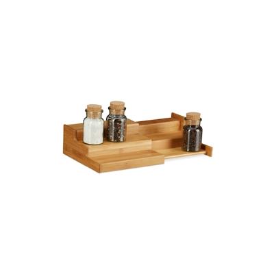 Relaxdays Bambus Gewürzregal, 3 Ablagen, ausziehbar, natürliche Optik, feuchtigkeitsbeständig, HBT: 8x38,5x21cm, natur Image