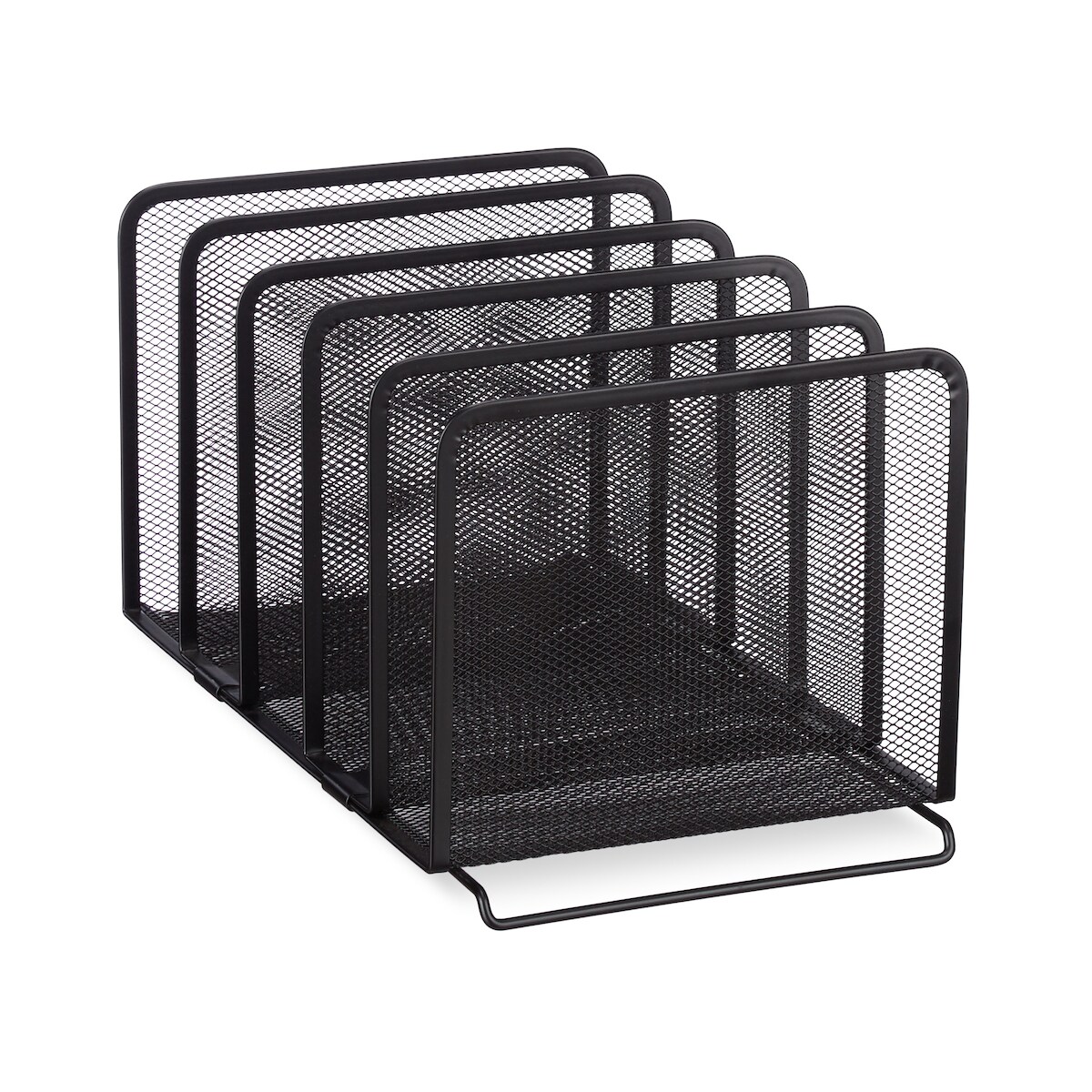 Relaxdays Katalogsammler, freistehender Magazinhalter aus Metall, 5 Fächer, Mesh Design, 18,5 x 20,5 x 37,5 cm, schwarz Image