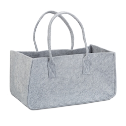 Relaxdays Kaminholztasche aus Filz, tragbarer Feuerholzkorb, faltbarer Zeitungshalter HxBxT: 25 x 25 x 50 cm, grau Image