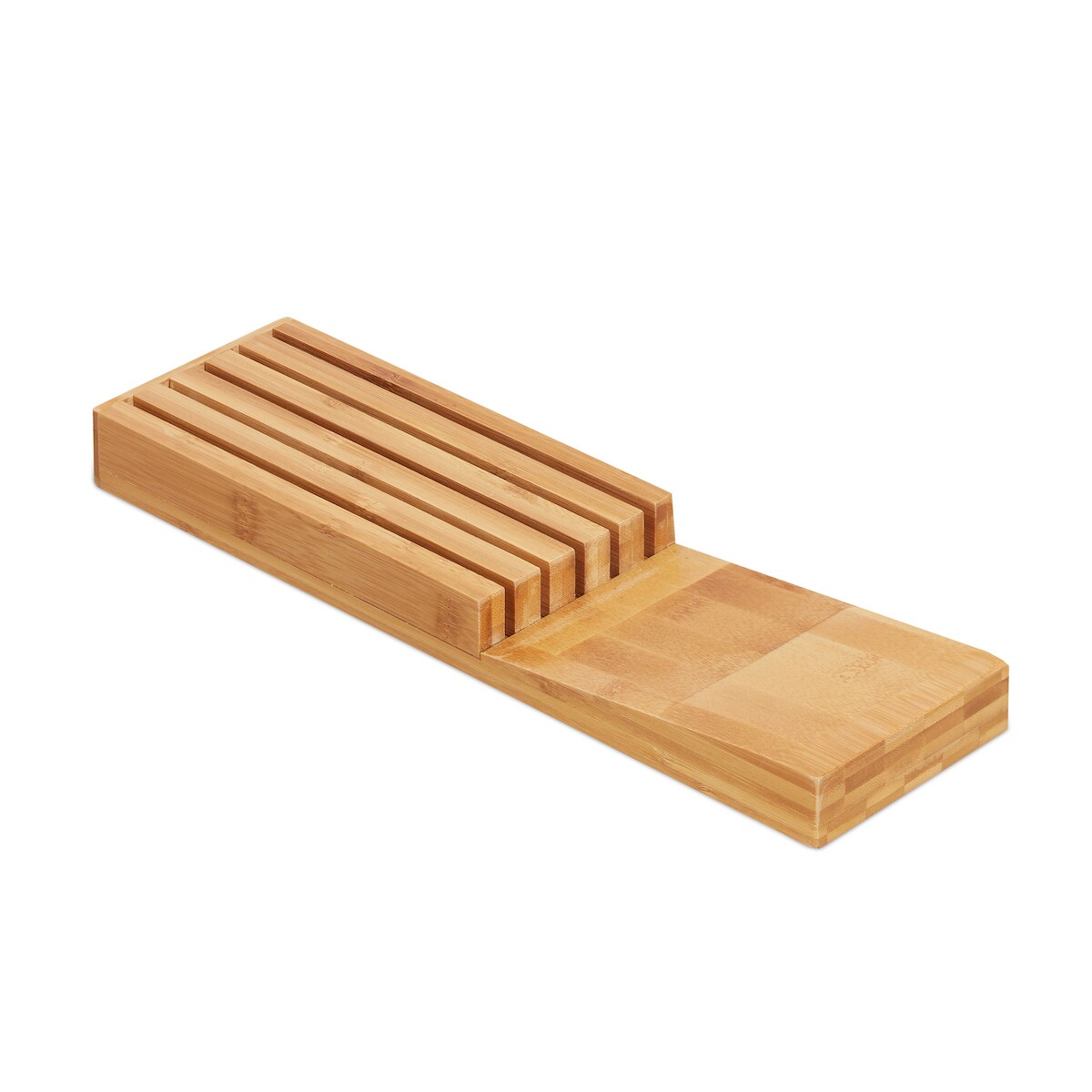 Relaxdays Messerorganizer Bambus, Messeraufbewahrung für 5 Messer, Messereinsatz für Schublade, 3,5 x 11 x 39 cm, natur Image