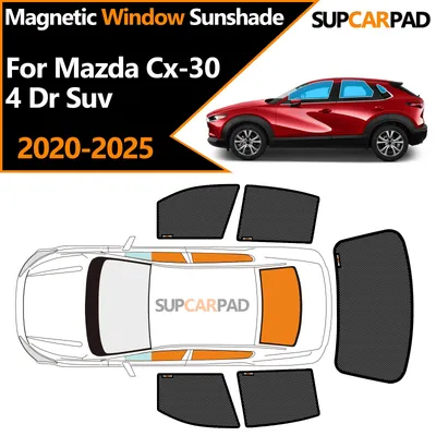 Custom Car Window Sunshade For Mazda Cx-30 4 Dr Suv 2020-2025 Magnetic Curtain Mesh Front Windshield Frame Curtain