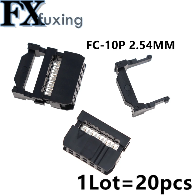 20 pz FC-10p IDC presa passo 2.54MM JTAG connettore spina ISP doppia fila femmina 2 x5pin 10pin 10P per DC3 IDC BOX HEADER per cavo