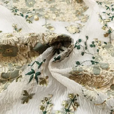 Spring Festival Summer Organza Flower Cutting Fabric Dress Wedding Dress Clothing Fabric Haute Couture Fabrics Sold By The Yard