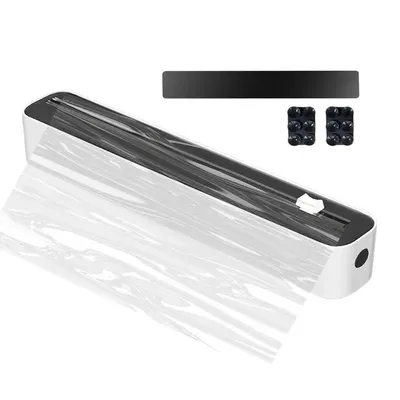 Cling Wrap Dispenser Clingfilm Kitchen Roll Holder Dispenser Cutter Multifunctional Cling Bag Storage Wrap Roll Organizer For