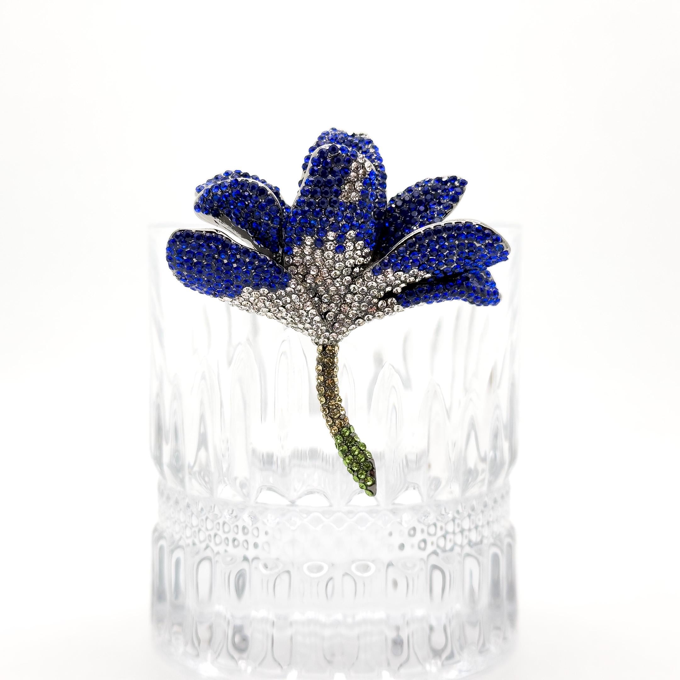 Spilla a forma di fiore 3D di lusso alla moda francese, spilla a forma di fiore blu, spilla a forma di fiore viola, spilla elegante, spilla per donna,