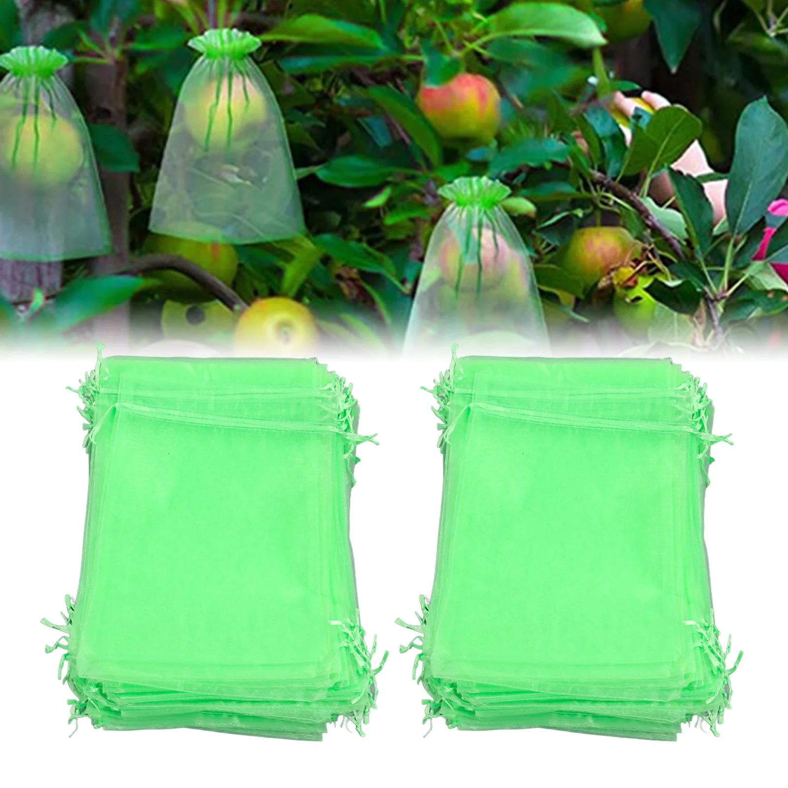 100Pcs Atmungsaktive Obst Schutz Netting Tasche Wiederverwendbare Garten Mesh Barriere Tasche Für Pflanzen Äpfel Pfirsiche Birnen Blume Obst Baum Image