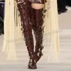 Cowboy Gürtel Schnalle Stiefel Über Das Knie High Fashion Luxus Neuheit Sexy Elegante Concise Leder Einfarbig Frauen Schuhe Neueste
