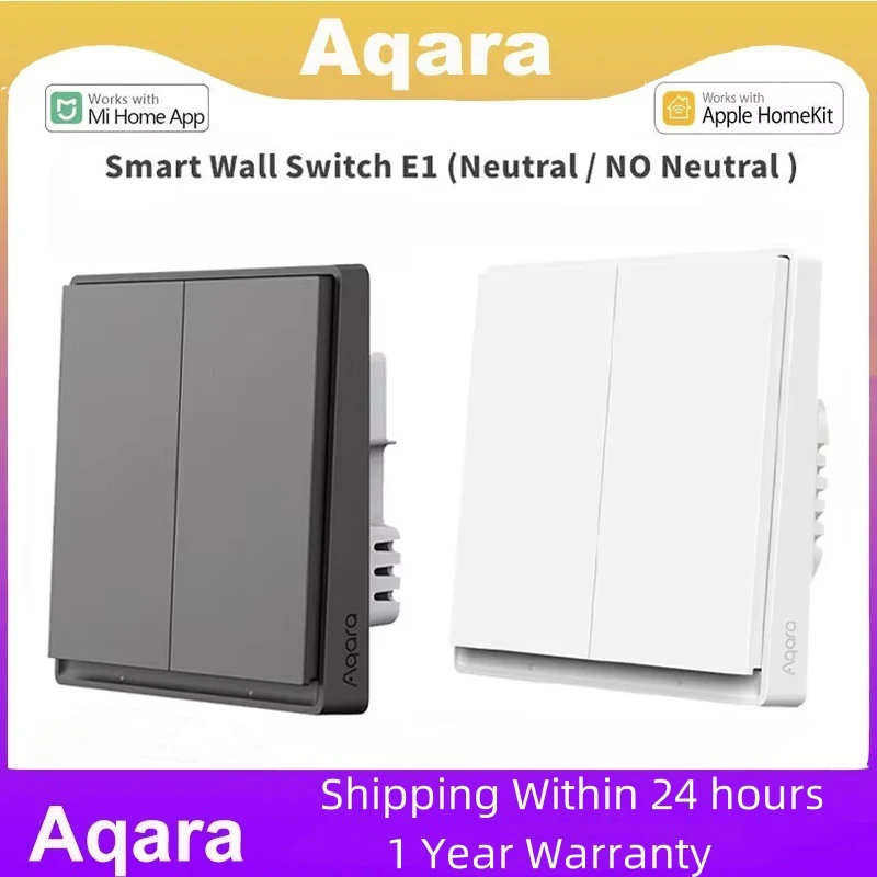 Aqara Smart Wand Schalter E1 Version Zigbee 3,0 Drahtlose Schlüssel Licht Schalter Feuer Draht Mit/Kein Neutral Für Xiaomi hause Homekt APP Image