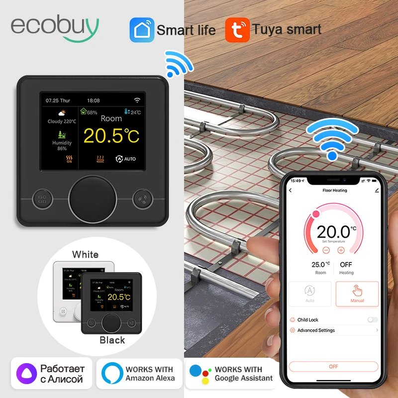 Tuya Smart Home Wifi Thermostat Boden Heizung Gas Kessel Thermostat Wifi Verbunden Thermostat 220V Alexa Google Assistent Hause Image