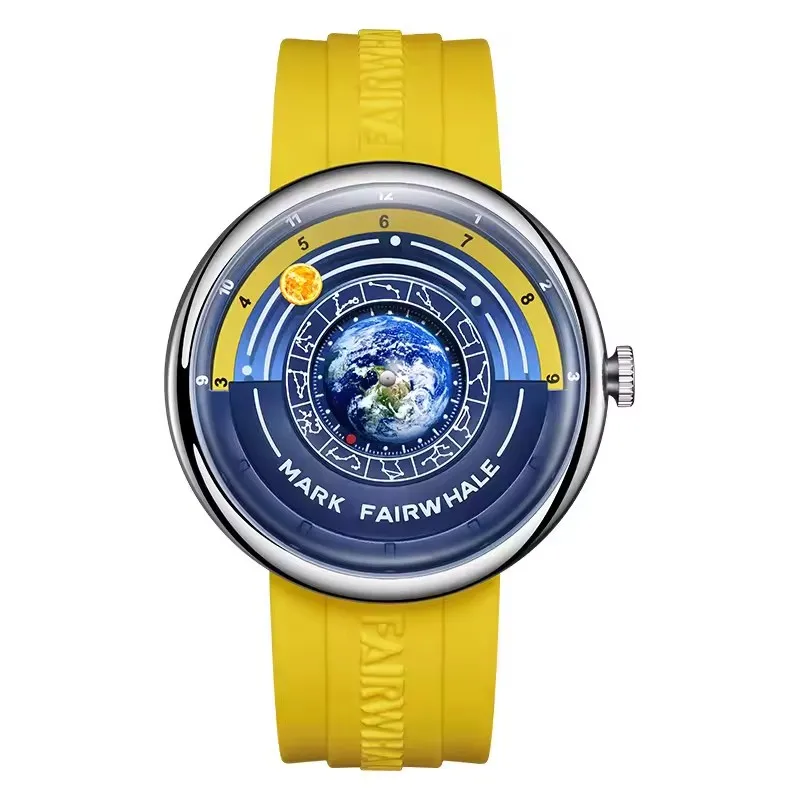 Mark Fairwhale 5700, einzigartige Herren-Quarzuhr, kreativ, modisch, wasserdicht, Planet Pointer, cooles Silikon, Herren-Luxusuhr, Reloj Image
