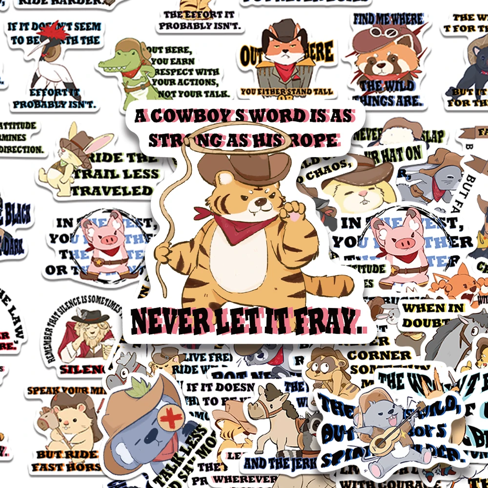 50 stücke Western Tier Cowboy Aufkleber Aufkleber Für Telefon Laptop Notebook Skateboard Gitarre DIY Wasserdichte Aufkleber Kreative Geschenke Image