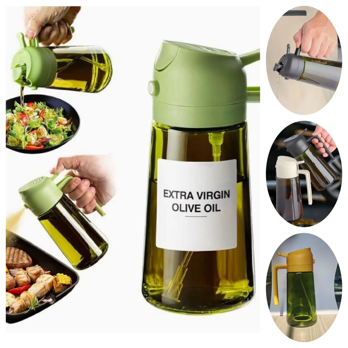 2in1 Glas Öl Topf Spray Gießen Öl Flasche Licht-Blockierende Dunkle Öl Nebel Spray Flasche Küche Dual Funktion olivöl Sprayer Image