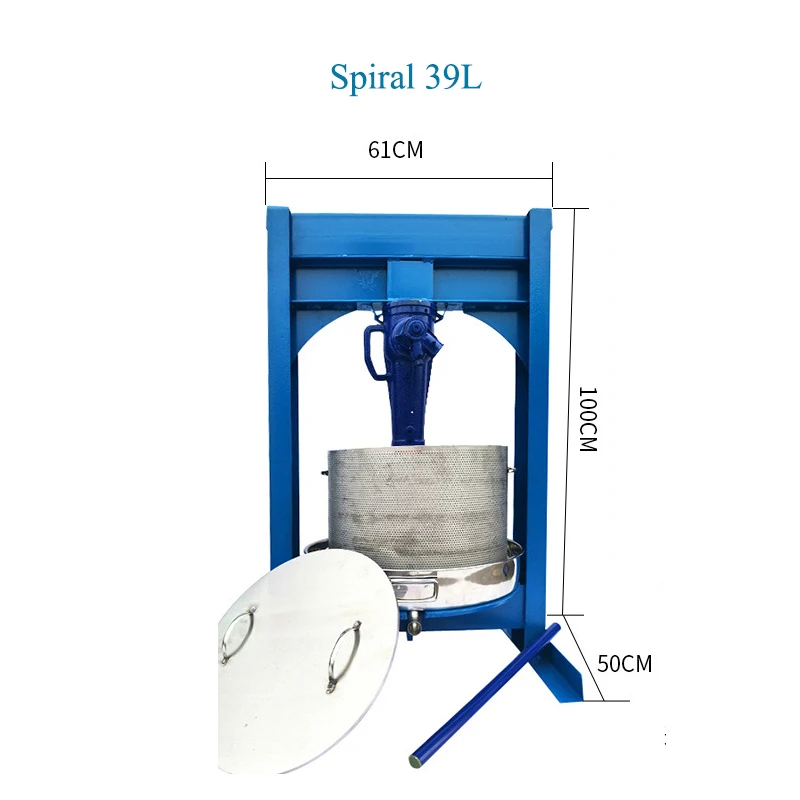 Frische Olivenölpresse, manuelle Spirale, 39 l, Edelstahl, für den Haushalt, Gemüse, Schmalzwein, Wein, Lees, medizinische Honig-Entsafter-Verarbeitung Image