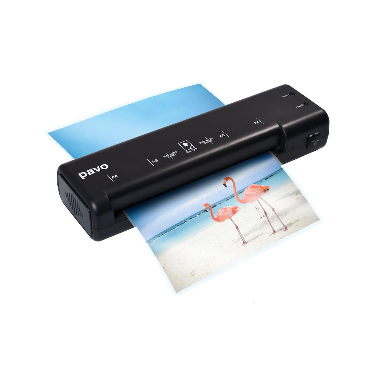 1x PAVO Laminiergerät A4 Florida in Schwarz für 80-100 mic inklusive 5 Laminierfolien Image
