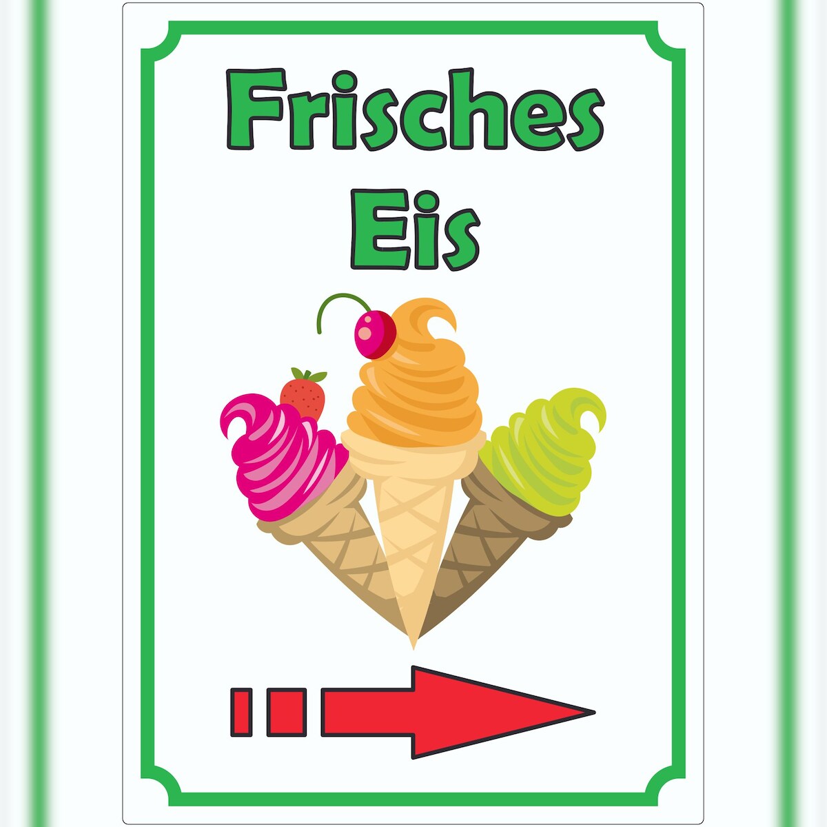 HB-Druck Frisches Eis Aufkleber Hochkant mit Pfeil rechts A1 (594x841mm) Image