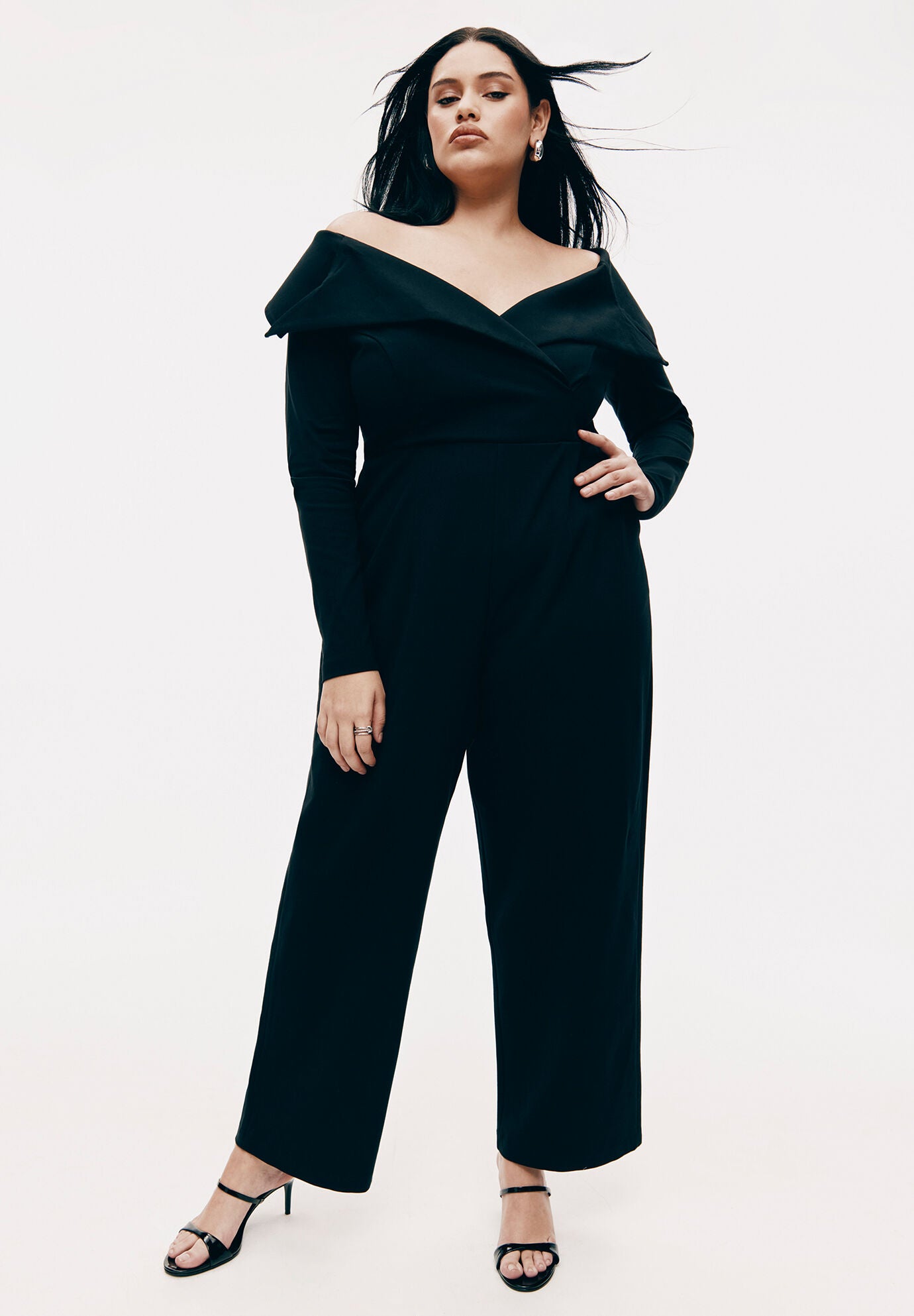 Plus Size Women's Tuxedo Jumpsuit by ELOQUII in Black Onyx (Size 22)