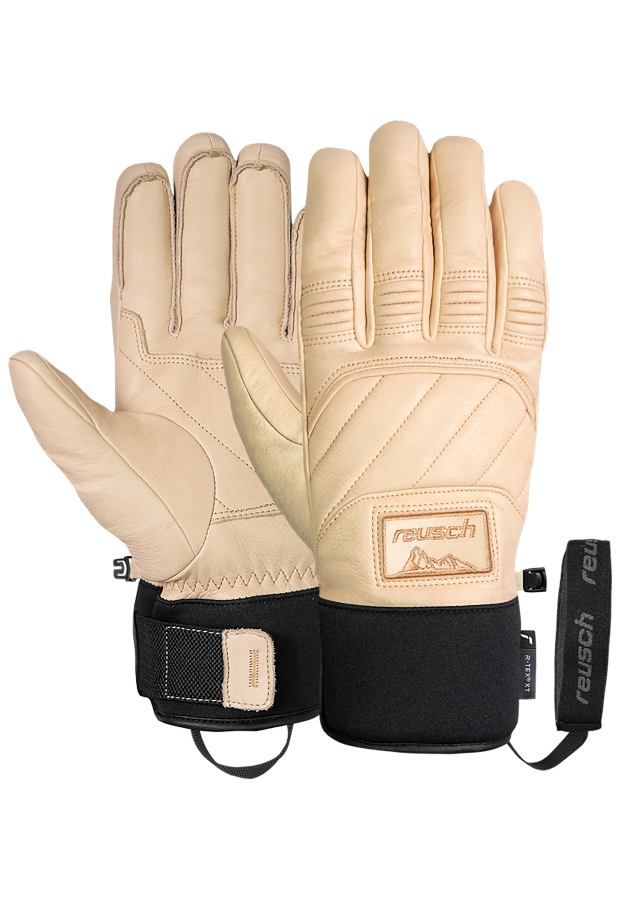 Skihandschuhe REUSCH "Legacy R-TEX XT", Damen, Gr. 8, beige, schwarz, 50% Polyester, 50% Rindsleder, mehrfarbig, Handschuhe, mit wasserdichter, atmungsaktiver Funktion Image