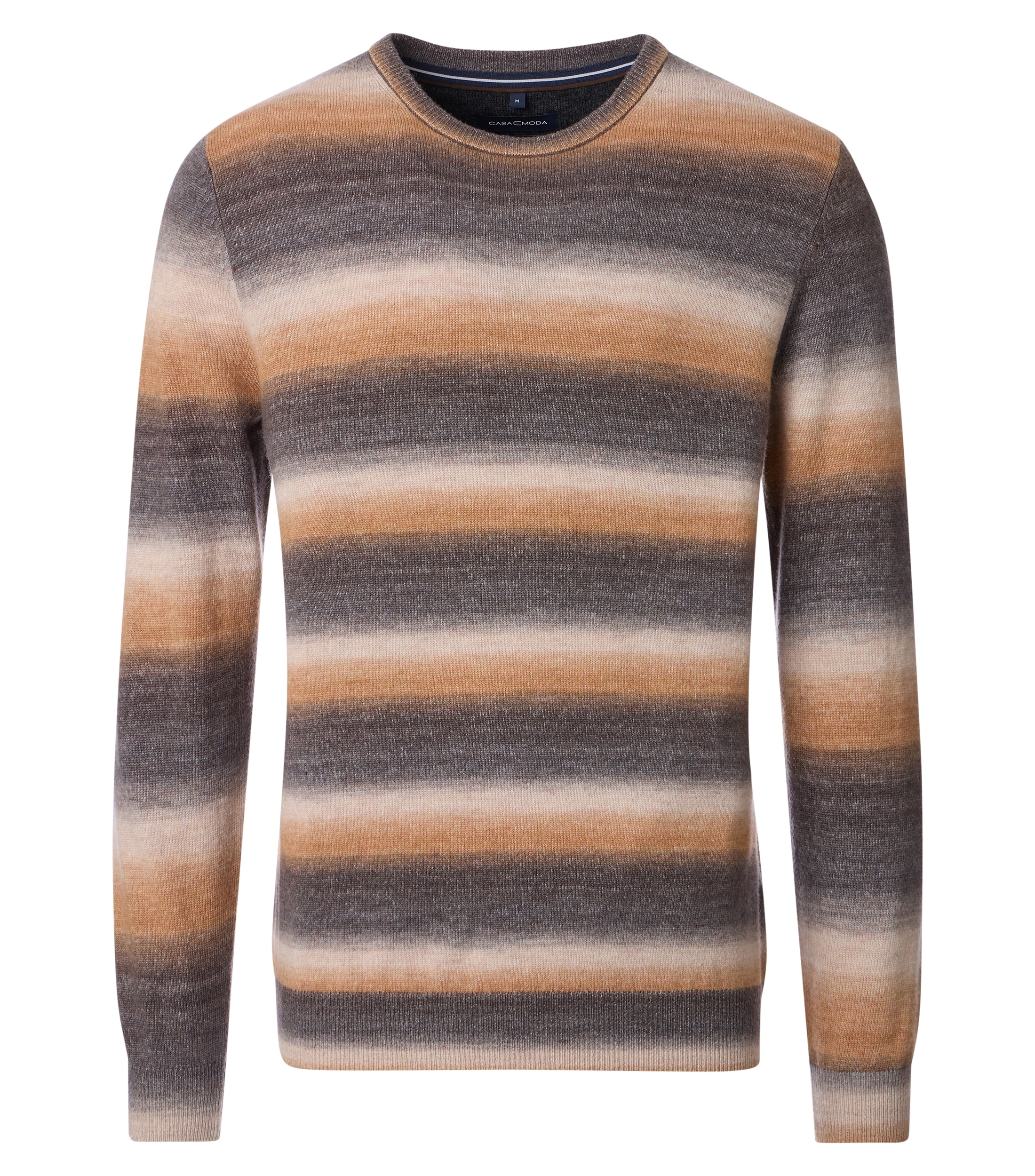Strickpullover CASAMODA "CASAMODA Pullover gestreift", Herren, Gr. M, orange, 80% Wolle, 20% NY, Pullover Image