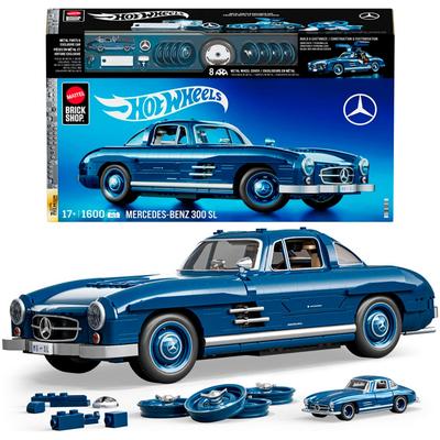 Modellbausatz MATTEL "Mattel Brick Shop Hot Wheels, PREMIUM SERIES MERCEDES-BENZ", blau, Modellbausätze, KinderB:15cm H:10cm L:36cm, Kunststoff, B:15cm H:10cm L:36cm Image