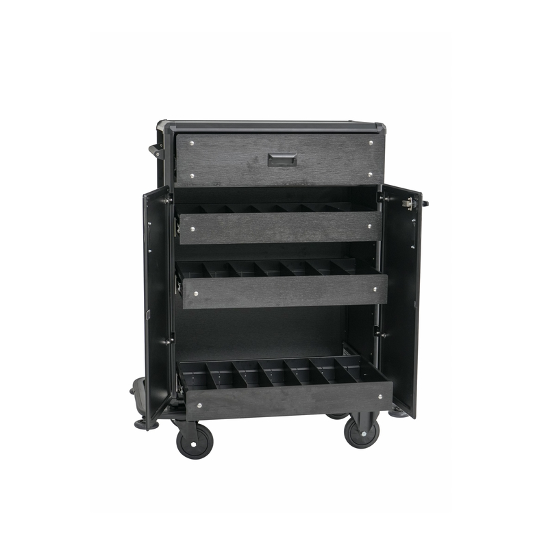 Minibar Servicetrolley, 87 x 48 x 130 cm, Aluminium, HPL, ABS-Kunststoff Image