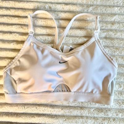 Nike Tops | Women's Nike Swoosh Sports Bra - W/ High Compression, Non-Padded - Size L Large | Color: White | Size: L
