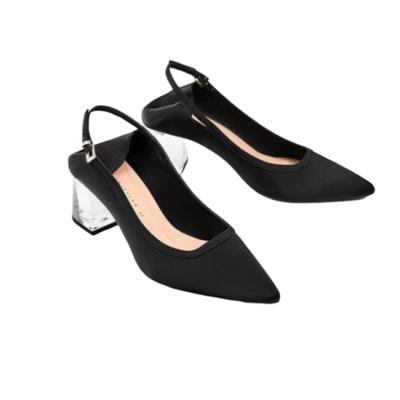 Zara Shoes | Zara Satin Clear Heels | Color: Black | Size: 7.5