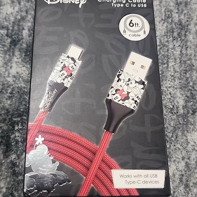 Disney Cell Phones & Accessories | Disney Red Charging Cable With Mickey Design | Color: Black/Red | Size: Os