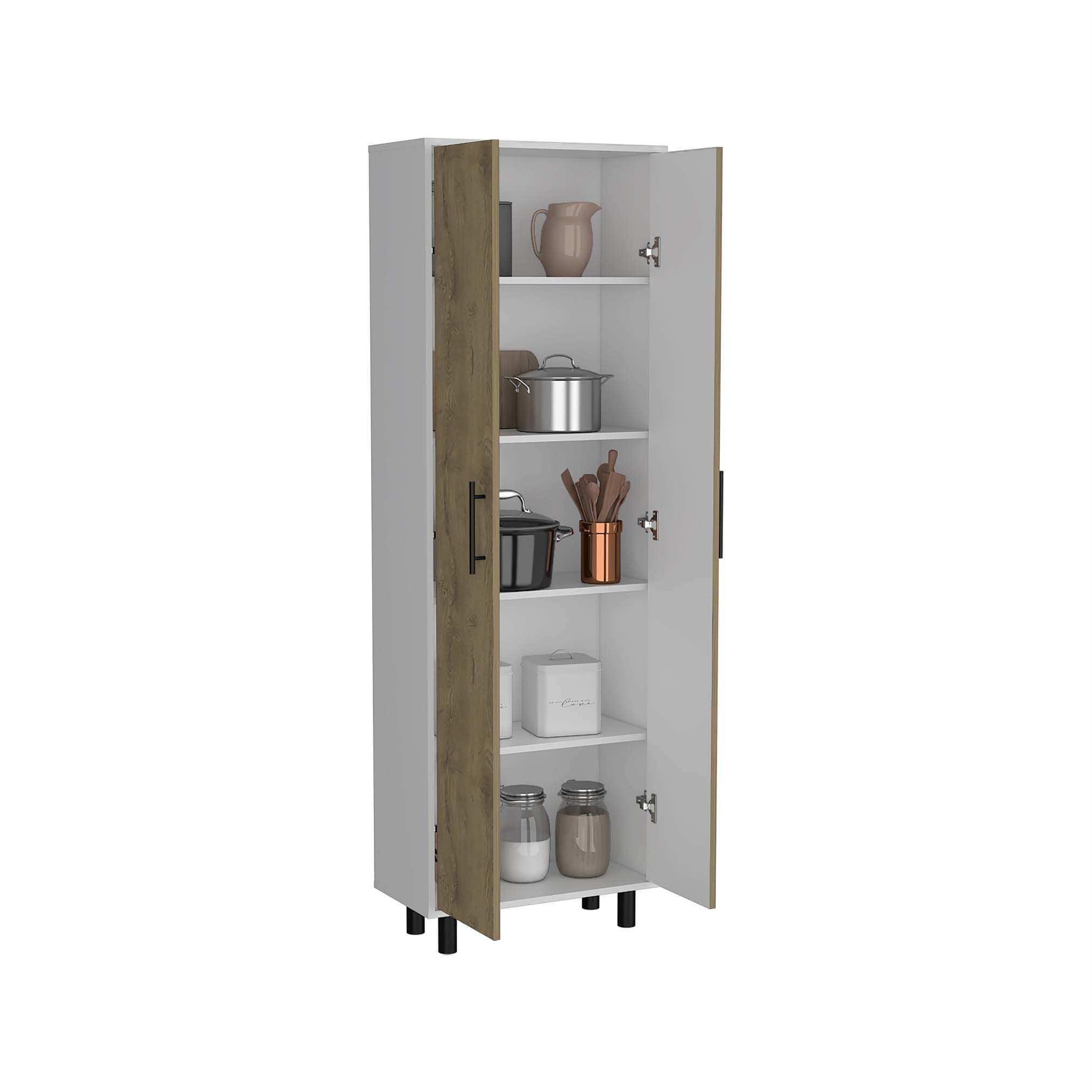 Multistorage Pantry Cabinet with Five Shelves and Sturdy Metal Handles for Organized Storage