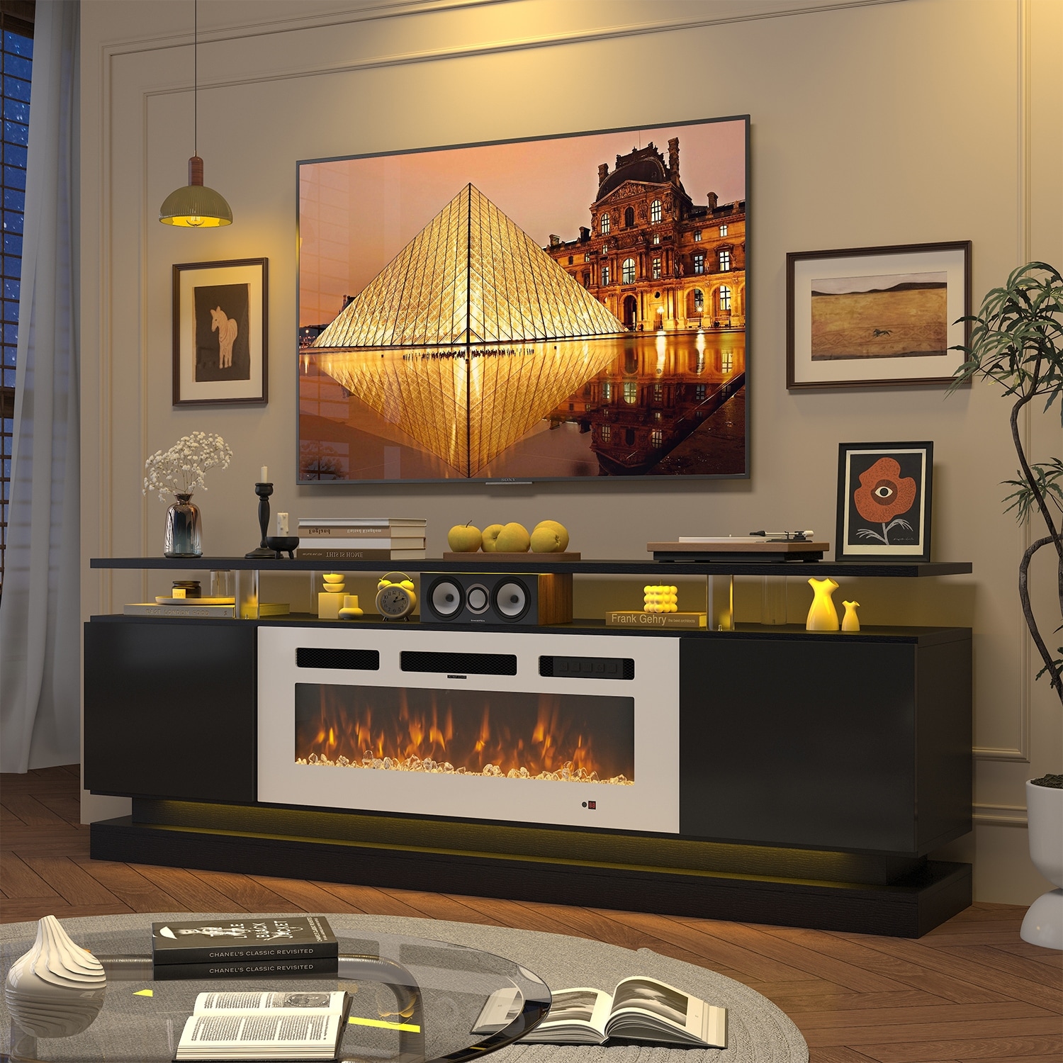 70"/80" Modern Fireplace TV Stand with 36" Electric Fireplace