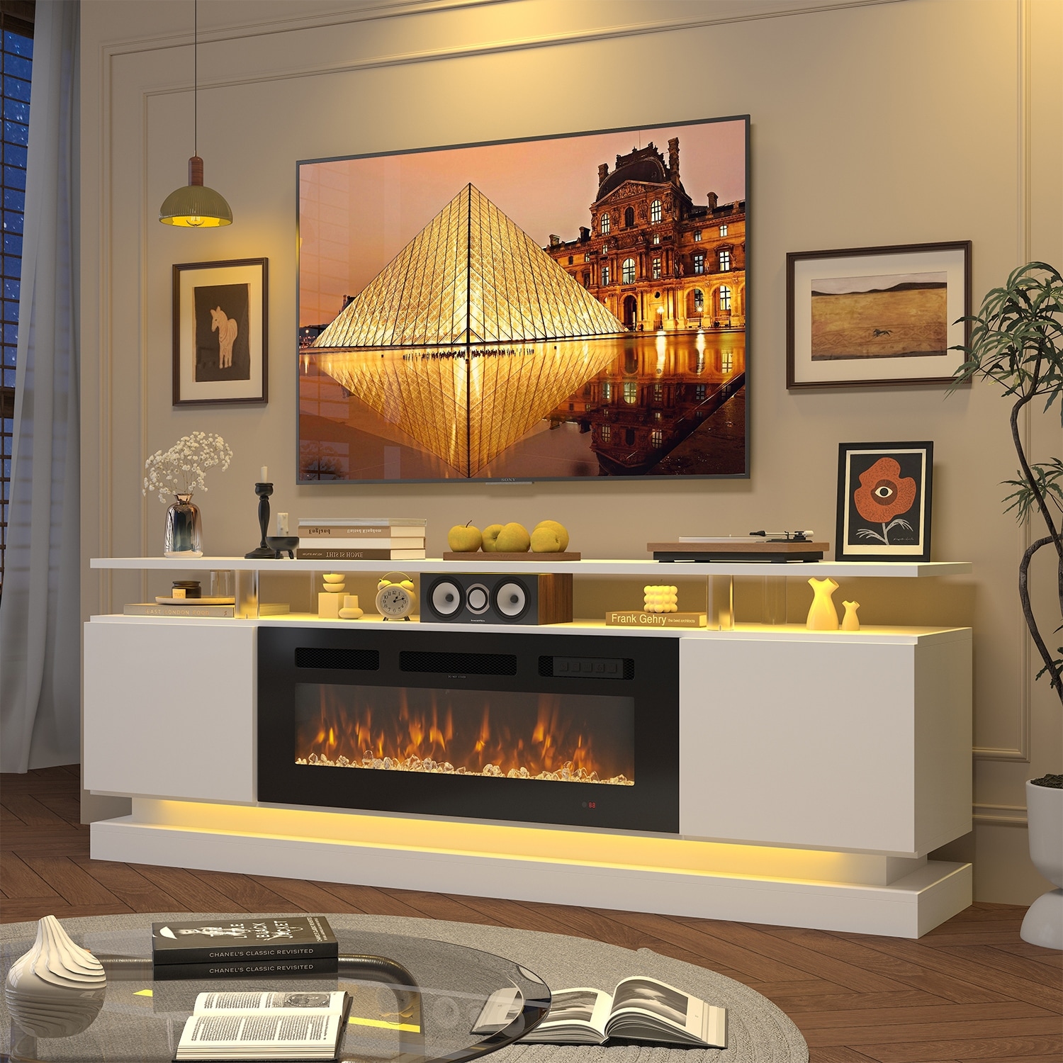 70"/80" Modern Fireplace TV Stand with 36" Electric Fireplace