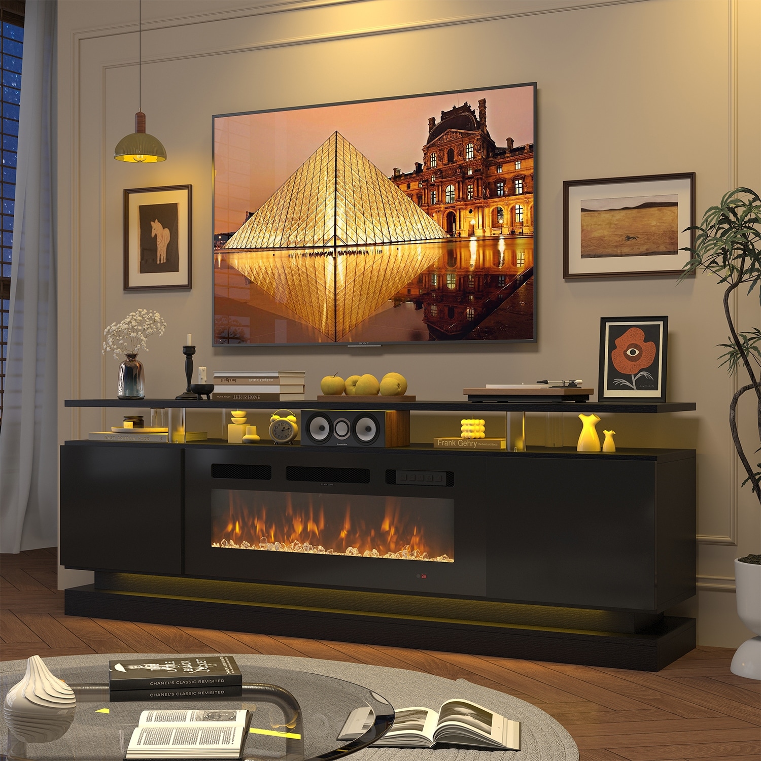 70"/80" Modern Fireplace TV Stand with 36" Electric Fireplace