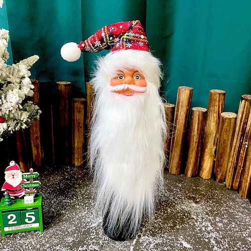 Décoration de Noël en forme de tête de Père Noël, décoration de bouteille de vin, décoration de sapin de Noël, décoration de cuisine et de fenêtre, décoration de fête de Noël
