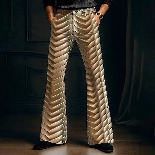 Homme Illusion d'optique Formes Géométriques Pantalon Disco Pantalons pattes d'éléphant des années 60 et 70 Taille Moyenne Western Vintage Rétro Extérieur Vacances Occasionnel Poches Latérales