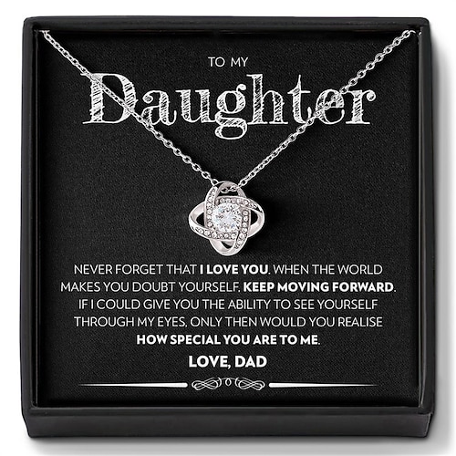 Collier pour ma fille, cadeau de Noël pour fille avec boîte à message, cadeau de bijoux d