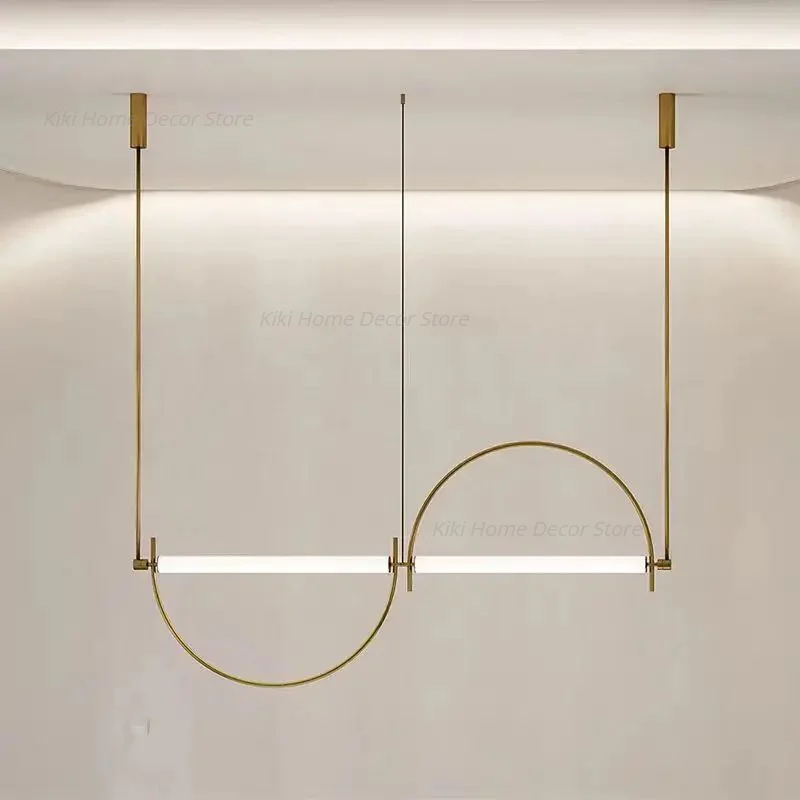Arc suspension lampe led ligne lumière minimaliste Restaurant lampe Simple Designer Art lampes lumières salle à manger Bar île comptoir lumière