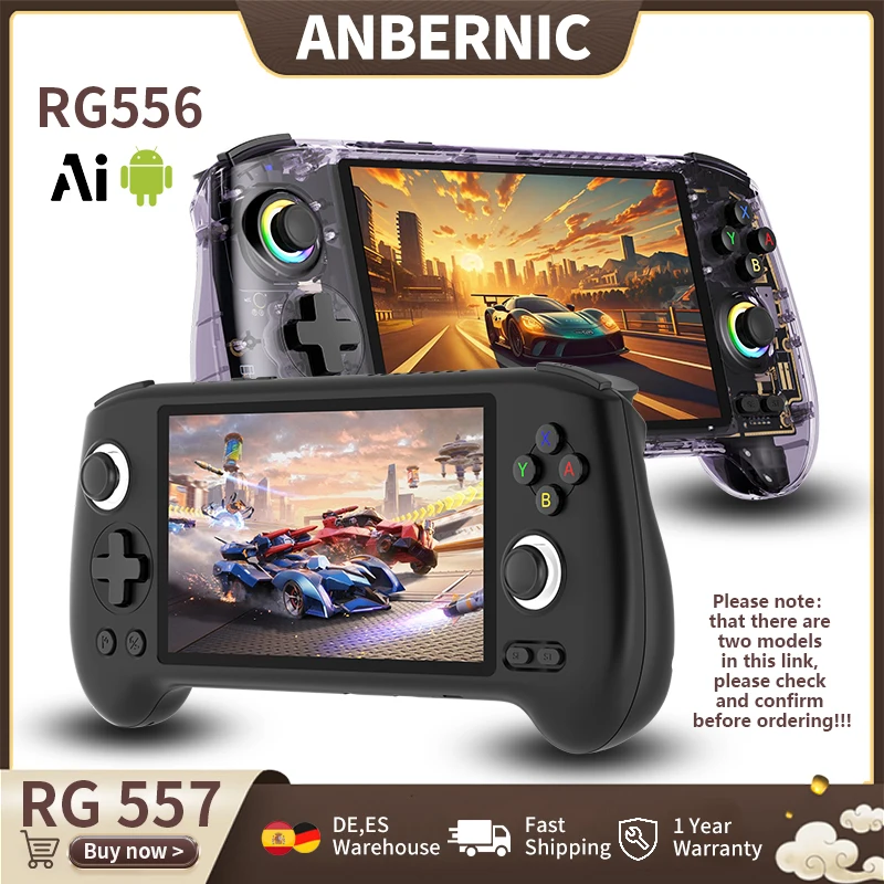 ANBERNIC – Console de jeu Portable RG557 RG556, écran AMOLED de 5.48 pouces, ventilateur de refroidissement Android, lecteur de jeu vidéo Portable, sortie AI 1080P DP
