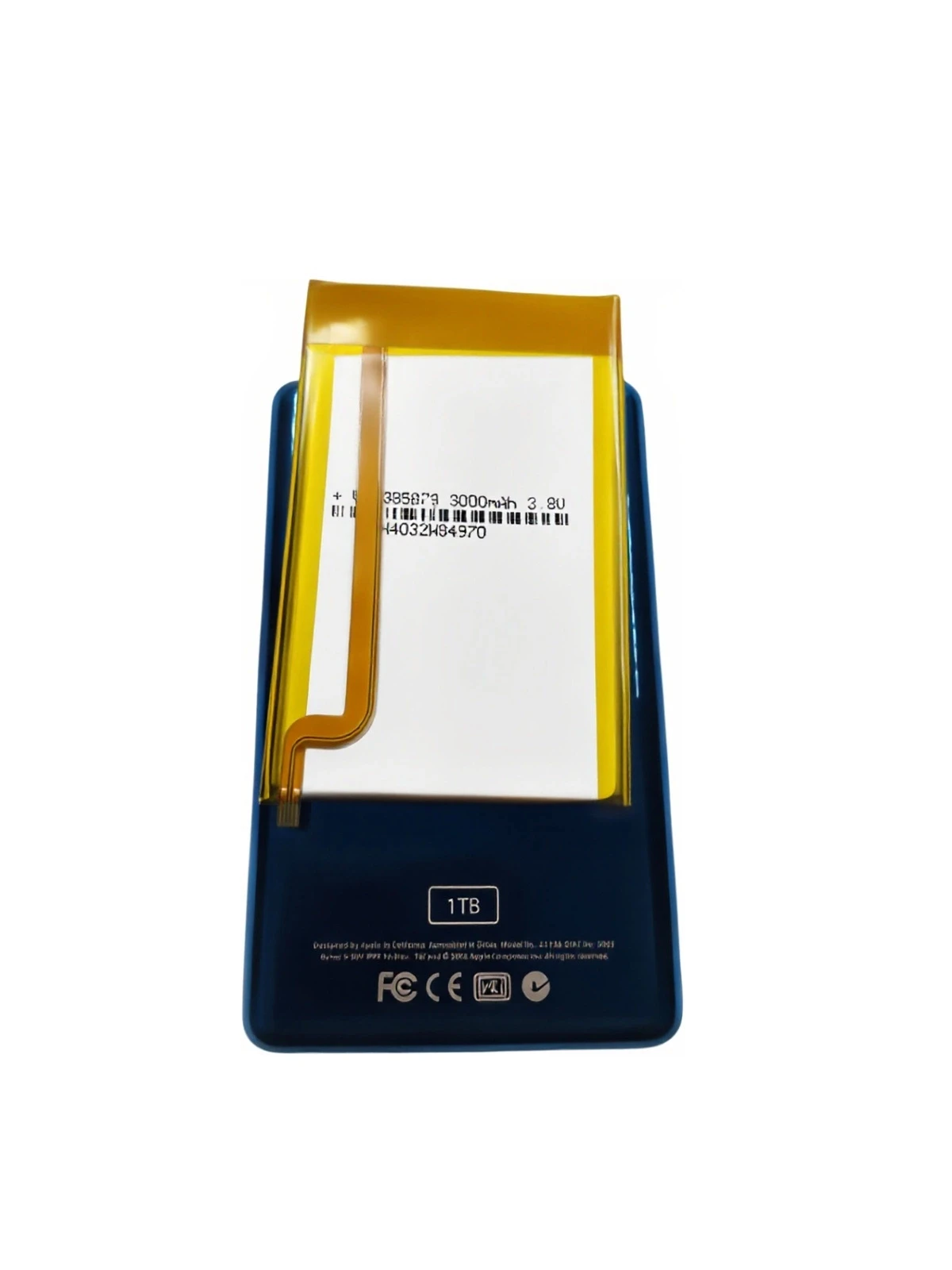 For iPod Video 5th Classic 6th/7th Blue Metal Back Cover + 3000mAh Battery - Fit Thin 30GB/80GB/120GB/160GB Models