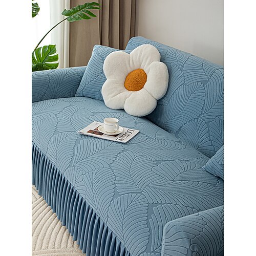 Jacquard-Sofabezug mit elastischem Rock, einfarbiger, hochwertiger, verdickter, rutschfester Universal-Sofabezug für alle vier Jahreszeiten Image