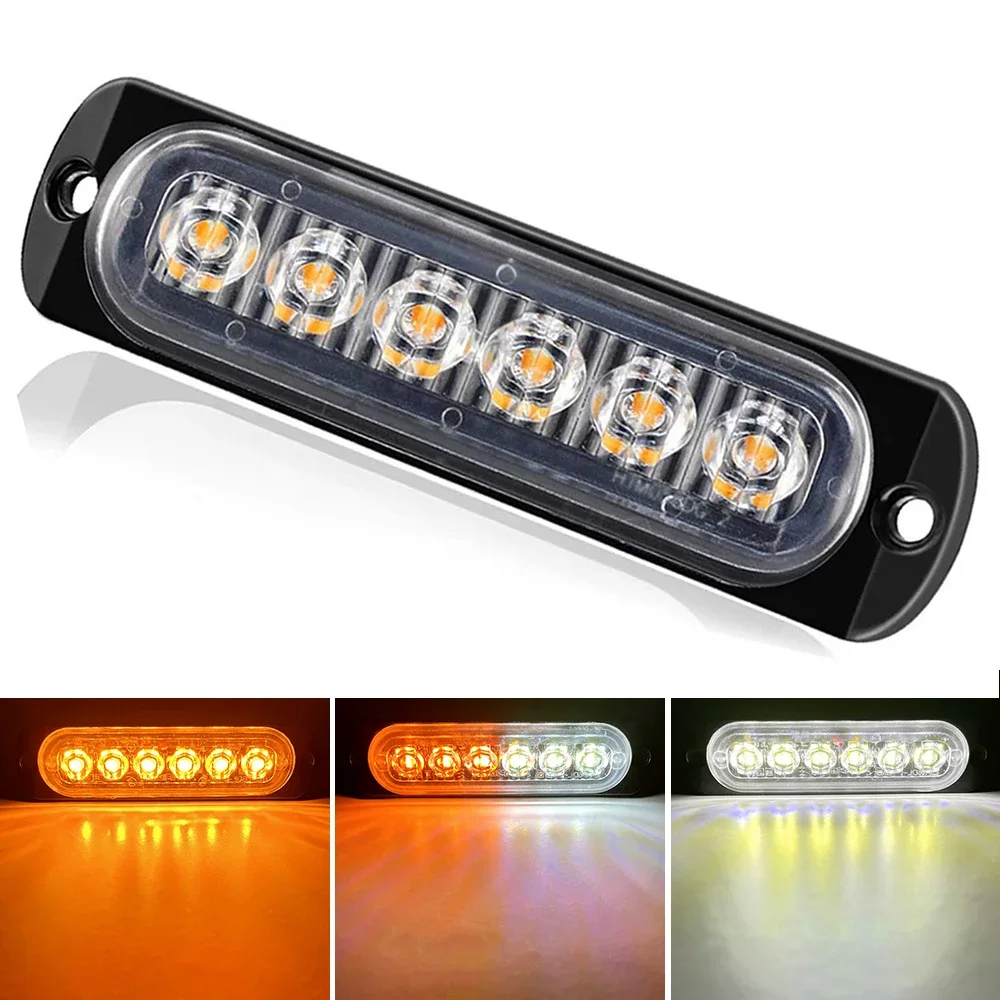 Lumière stroboscopique LED lumière de calandre clignotante lumière de secours de voiture 6LED lampe d'avertissement lumières de police pour voiture camion lumière stroboscopique LED 12/24V