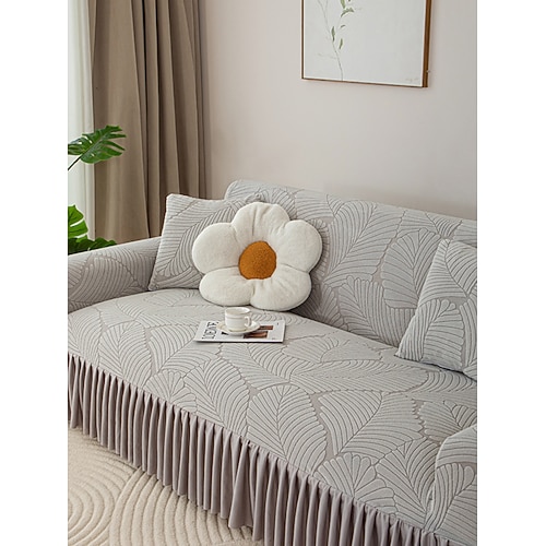 Jacquard-Sofabezug mit elastischem Rock, einfarbiger, hochwertiger, verdickter, rutschfester Universal-Sofabezug für alle vier Jahreszeiten Image
