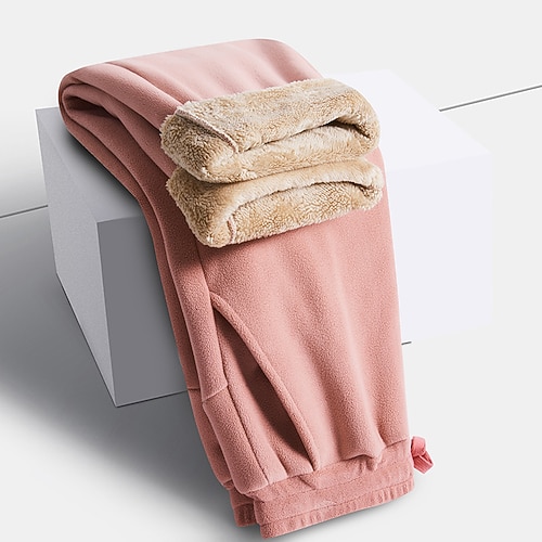 Herren Jogginghose Fleecehose Hose Winterhose Kordelzug Tasche Elastischer Bund Einfach Komfort Warm Sport im Freien Täglich Mode Lässig Schwarz Rosa Mikroelastisch Image