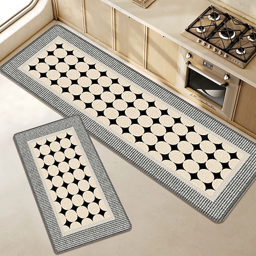 Läuferteppiche für Flur und Küche weicher rutschfester maschinenwaschbarer Teppich Faux Belgischer Loop-Velours mit Gummiunterlage für Böden Stehmatten für Spüle Wäscheraum Flur Image