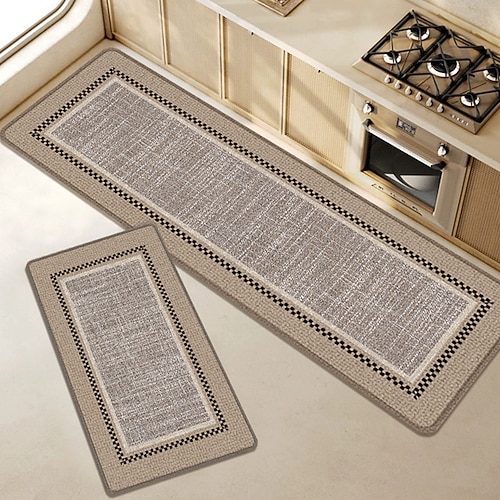 Läuferteppiche für Flur und Küche weicher rutschfester maschinenwaschbarer Teppich Faux Belgischer Loop-Velours mit Gummiunterlage für Böden Stehmatten für Spüle Wäscheraum Flur Image