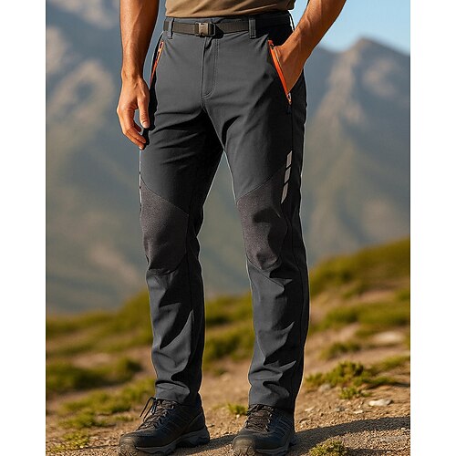 Herren Wanderhosen Regenhose zum Wandern Softshellhosen Patchwork Sommer Frühling Außen Normale Passform Wasserdicht Winddicht Unterteile Schwarz Armeegrün Camping / Wandern Laufen S M L XL XXL Image