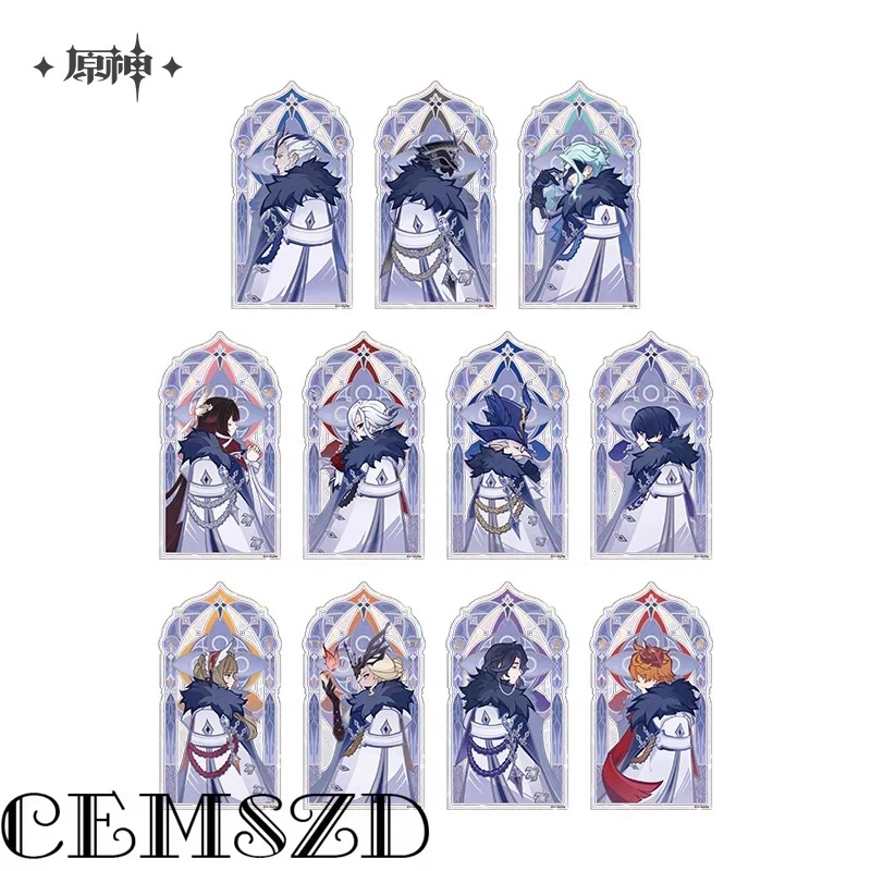 [Original] Hot Game Genshin Impact FROST And FLAME Cosplay Translucent Acrylic Stand-up Anime Cartoon Character Desktop Ornaments Image