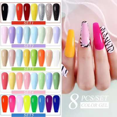 Arte Clavo Gel Polish Crystal Rainbow Jelly Gel Nail Kit 8PCS Shiny Resistant Soak Off UV LED Curing Gels Lacquer Color Gel 15ml