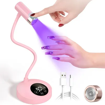 UV LED Nail Lamp, Rechargeable Gooseneck Lamp for Nails 12W LED Nail Light Nail Dryer with 4 Timers & Auto Sensor